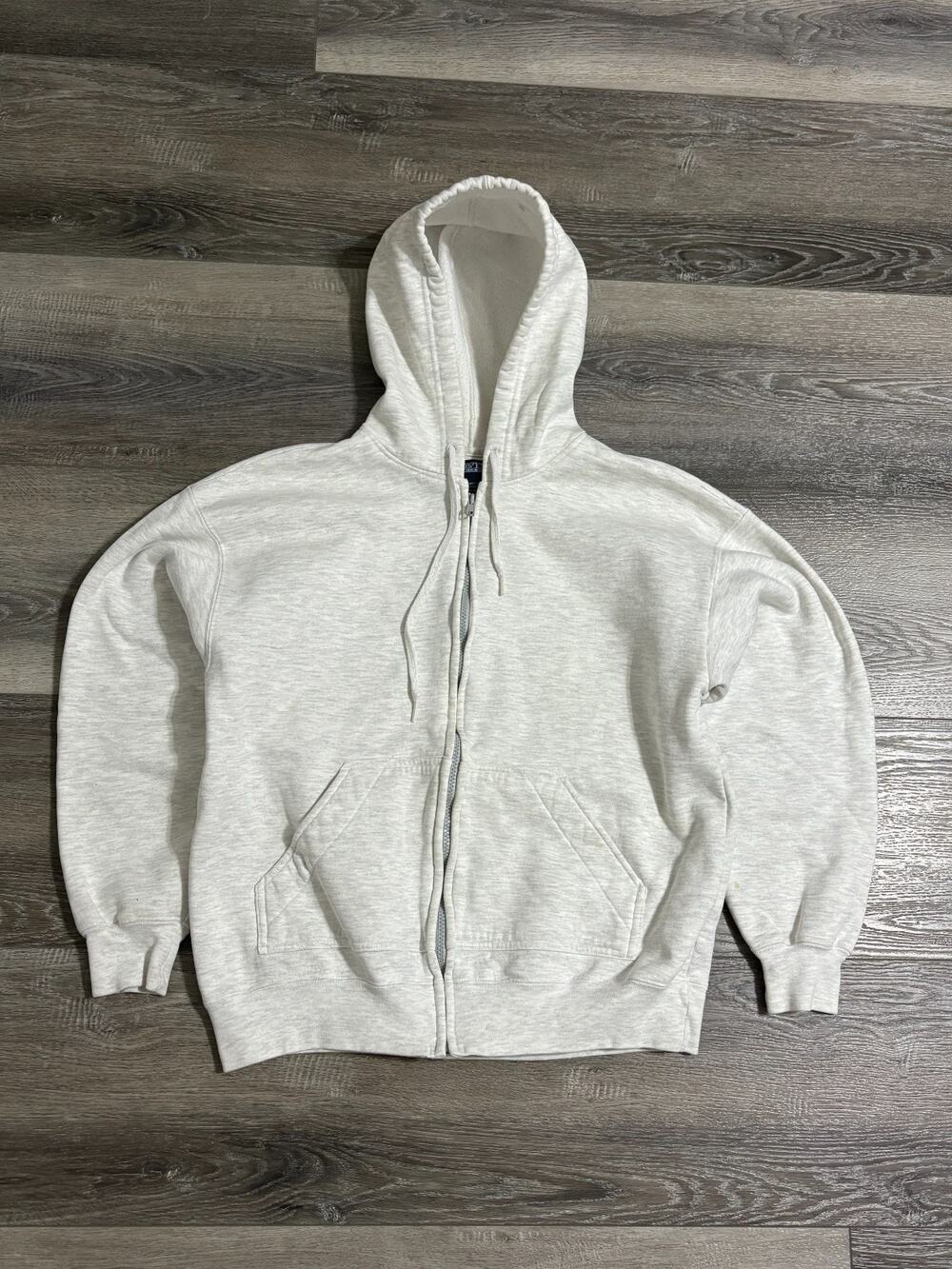 Vintage 90s Lands End White Zip Up Hoodie Retro Made In USA - Women’s Medium